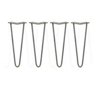 SkiSki 4 x 14" Hairpin Legs - 2 Prong - 10mm - Raw Steel