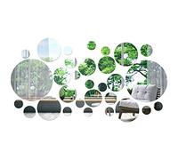 Skisneostype 30 Pieces Round Mirror Wall Stickers DIY Mirror Wall Sticker Removable Acrylic Setting Wall Sticker Decal for DIY Craft & Scrapbooking Accessory Home Decoration