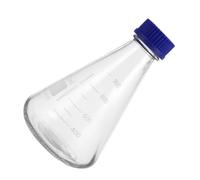 SKISUNO 1000ml Screw Cap Glass Erlenmeyer Flask with Blue Lid, Graduated Conical Laboratory Flask for Scientific Experiments and Chemical Testing