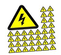 SKISUNO 100pcs Electrical Safety Stickers Yellow Triangle Adhesive High Voltage Warning Decals Compact Design for Locations and Factories