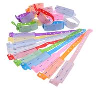 SKISUNO 100pcs Medical Id Wristbands Set, Writable Plastic Hospital Patient Identification Bracelets, Adjustable Adult Size 10 Assorted Colors for Admission and Nursing Care