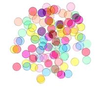 SKISUNO 100pcs Metal-Edged Colored Round Discs 1.9cm Math Educational Counting Chips for Early Learning and Kindergarten Mathematics Tools