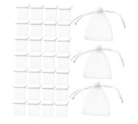 SKISUNO 100pcs White Organza Drawstring Bags Sheer Mesh Tulle gift for for for for for for Pouches for Wedding Favors Party Candy Packaging Christmas Holiday Presents