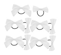 SKISUNO 10pcs Cute White Bow Hair Ties Soft Cotton Hair Ropes for Girls for Diy Tie-dye Projects Casual Wear and School Accessories