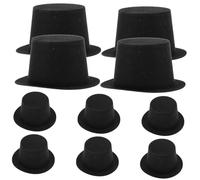 SKISUNO 10pcs Miniature Christmas Top Hat Caps Black Snowman Hats for DIY Dollhouse Decorations Holiday Party Crafts Desktop and Bookshelf Xmas Decor Accessories
