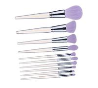 SKISUNO 10pcs Purple Makeup Brush Acrylic Handle Beauty Tools for Eye Makeup Foundation Blush and Powder Lightweight Portable Durable Cosmetics Brush Collection for Easy Diy Application
