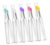 SKISUNO 10Pcs Silicone Lip Brush Applicators with Transparent Handles and Lids for Lip Masks and Eyeshadow Reusable Makeup Tools for Effortless Application