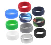 SKISUNO 10Pcs Silicone Rings for Men Women Skin Friendly Fitness Rings for Active