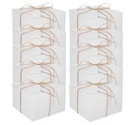 SKISUNO 10Pcs Thickened White Cardboard Boxes with Hemp Twine and Blank Tags Present Packaging for DIY Crafts Birthday Wedding Holiday Wrapping