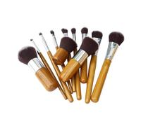 SKISUNO 11pcs Makeup Brush Set with Nylon Hair Bamboo Handles Eco-friendly Makeup Tools for Face Cheek Eyes Lips Daily Use Soft Powder Application Brushes in Natural Color
