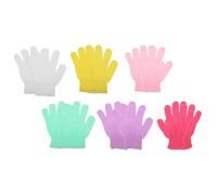 SKISUNO 12 Pieces Exfoliating Shower Gloves Body Scrubber Scrubbing Bath Gloves Dual-sided Dead Skin Remover for Men and Women Five-finger Design, Pack for Bath and Spa Use Random Color