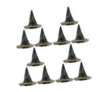 SKISUNO 12pcs Mini Witch Hats for Crafts Black Doll Accessories Halloween Party Decoration DIY Hat Props for Festival Atmosphere and Home Display