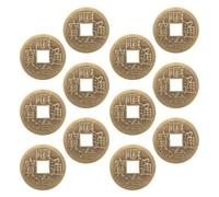 SKISUNO 12pcs Retro Copper Coin Car Pendant Chinese Ancient Divination Coins Feng Shui for DIY Craft Attract Wealth