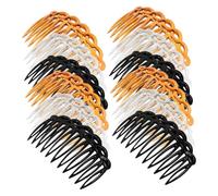 SKISUNO 12pcs Vintage Hair Side Combs for Women Retro Decorative Hair Accessories Colors Weaving Design Flexible Teeth for Effortless Styling
