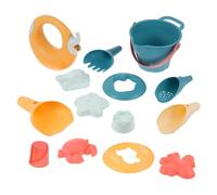 SKISUNO 14pcs Beach Set with Sand Molds Soft Material Smooth Safe Grip for Boys Outdoor Summer Play