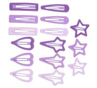 SKISUNO 15pcs Star and Heart Shape Snap Hair Clips for Small Metal Barrettes with Teardrop Rectangle Four Pointed Star Designs Accessories for Birthday Party Daily Wear