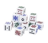 SKISUNO 16mm White Poker Dice Set 16pcs Wear-Resistant Dice for Liars Game for Birthday Party Games and Family Gatherings
