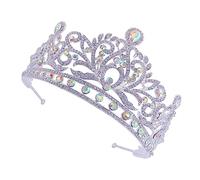 SKISUNO 1Pc Baroque Style Crystal Crown Headdress for Bride Elegant Wedding Hair Decor Shiny Rhinestone Tiara for Brides and Bridesmaids for Special Occasions and Celebrations