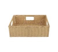 SKISUNO 1pc Rattan Weaving Sundries Storage Basket with Handle Creative Natural Seagrass Design and Shallow Container for Home Bedroom Bathroom and Laundry Organization