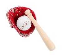SKISUNO 1Set Miniature Baseball of Bat Glove Ball Kit for Dolls House for Pretend Themed Decoration Creative DIY