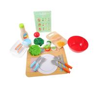 SKISUNO 1Set Wooden Food Cutting Realistic Salad Making Kitchen Scene Plaything for Pretend Play Food Bright Color for Creative Fun
