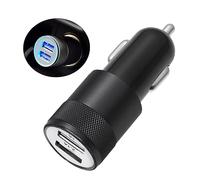 SKISUNO 2.1a Dual Usb Car Charger Aluminum Alloy Fast Charging Adapter for Mobile Devices Compact Design for Family Use Outputs for Long Journeys Black