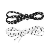 SKISUNO 2 Pair Skull Printed Flat Shoe Laces Decorative Polyester Drawstrings for Canvas Shoes 120cm