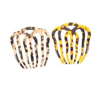 SKISUNO 2 Pcs Creative Multipurpose Hair Combs Vintage Style Seven Tooth Acetate Clips for Womens Elegant Hairstyles Leopard Pattern for Parties Festivals Travel and Daily Use
