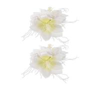 SKISUNO 2 Pcs Hawaiian Flower Hair Clips for Women Handmade Artificial Tropical Plumeria Hairpins with Durable Hold Soft White Color Side Barrettes for Beach Vacation and Party Accessories