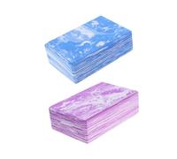 SKISUNO 2 Pcs High-density EVA Yoga Blocks Lightweight Anti-slip Fitness Bricks for Beginners Camouflage Purple Blue Support Flexibility Balance Pilates Stretching Aid