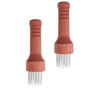 SKISUNO 2 Pcs Meat Tenderizing Needle Tool Stainless Steel Multiple Needles with Wooden Handle for Household Pork Tenderizer