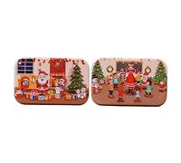 SKISUNO 2 Sets Christmas Wood Educational Jigsaw Puzzle for Premium Smooth Texture Bright Cartoon Designs Cognitive and Logical Skill Development