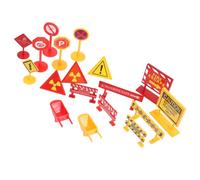SKISUNO 2 Sets Miniature Traffic Sign for Road Signs Playset with Realistic Street and Traffic Signals Educational for Early Learning and Classroom Use Yellow Red