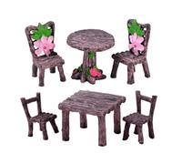 SKISUNO 2 Sets Realistic Resin Miniature Table and Chair for Micro Garden Decoration Tiny Furniture Model for Dollhouse Accessories and Mini Landscape Ornaments Compact Design with