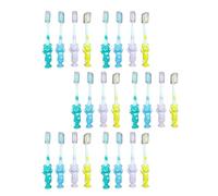 SKISUNO 24pcs Toothbrush Set with Bear Shape Bamboo Charcoal Soft Bristles, Manual Oral Care Toothbrushes in Assorted Pink, Green, Blue, Yellow for Daily Use Random Color