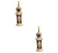 SKISUNO 2pcs Antique Glass Women Perfume Bottle Middle Eastern Style Elegant Gold Essential Oil Container for Travel Wedding Decor