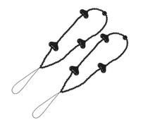 SKISUNO 2pcs Black Resin Bead Phone Chain Heart Charm Anti Lost Wrist Strap | Loop Fixing Rope for Bags and USB Flash Drives, Suitable for Students, and Daily Commuting