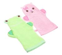 SKISUNO 2pcs Cartoon Bathing Gloves for Boys and Girls Multi-function Shower Mitts Animal Design Exfoliating Scrubbing Mitts for Bathing