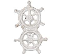 SKISUNO 2pcs Cast Iron Ship Wheel Cabinet Pulls White Retro