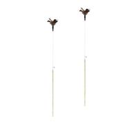 SKISUNO 2pcs Cat Feather Wand with Steel Wire and Artificial Material Interactive Teasing Cat Featuring Spring Design and Stress Relief and Kittens