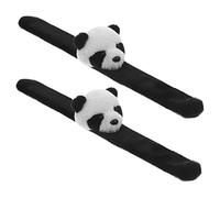 SKISUNO 2pcs Cute Plush Panda Slap Bracelets for Boys and Girls Soft Stuffed Animal Wristbands Adorable Design for Parties Safe and Comfortable for Playtime