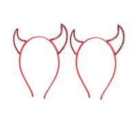 SKISUNO 2pcs Demon Horn Headband Halloween Costumes Black Devil Horn Headband Realistic Hairband Cosplay Red Non-woven Fabric