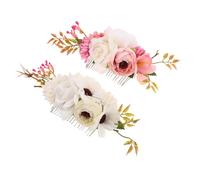 SKISUNO 2pcs Flower Hair Comb: Decorative Wedding Hair Combs Pin For Women - Artificial Floral Headpieces For Beach Or Outdoor Weddings
