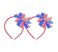 SKISUNO 2pcs Independence Day Headbands for Soft Cloth American Flag Hairbands with Vibrant Colors and Flexible Design, for Patriotic Celebrations and Themed Parties