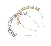 SKISUNO 2pcs Merry Christmas Rhinestone Hairbands Festive Decorative Headbands for Women and Girls Holiday Party Accessories in Gold and White