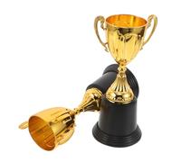 SKISUNO 2pcs Mini Gold Plastic Trophies with Stable Black Square Base for Sports Competitions and Classroom Rewards Compact and Stylish Award Cups Suitable for Soccer Party Favors and