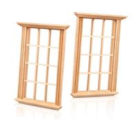 SKISUNO 2pcs Miniature Dollhouse Window Frames Scale Twelve-lattice Design for Doll House Decor Photography Props
