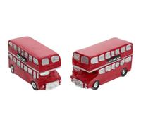 SKISUNO 2pcs Miniature Resin Models Vintage Retro Style Mini Bus Ornaments Smooth Surface Texture for Office and Home Decor Enhancing Cognitive Ability