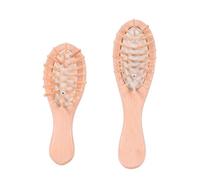 SKISUNO 2pcs Natural Wooden Paddle Hair Brush with Cushion Scalp Massager Comb for Gentle Detangling and Relaxing Massage Ergonomic Handle Suitable for Thick and Knotted Hair Random Color