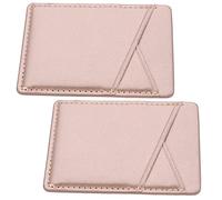 SKISUNO 2pcs PU Leather Phone Back Card Holder Mobile Wallet Stick Attachment for Id Credit Cards Money Compatible with Smartphones Smooth Surface Convenient Carry